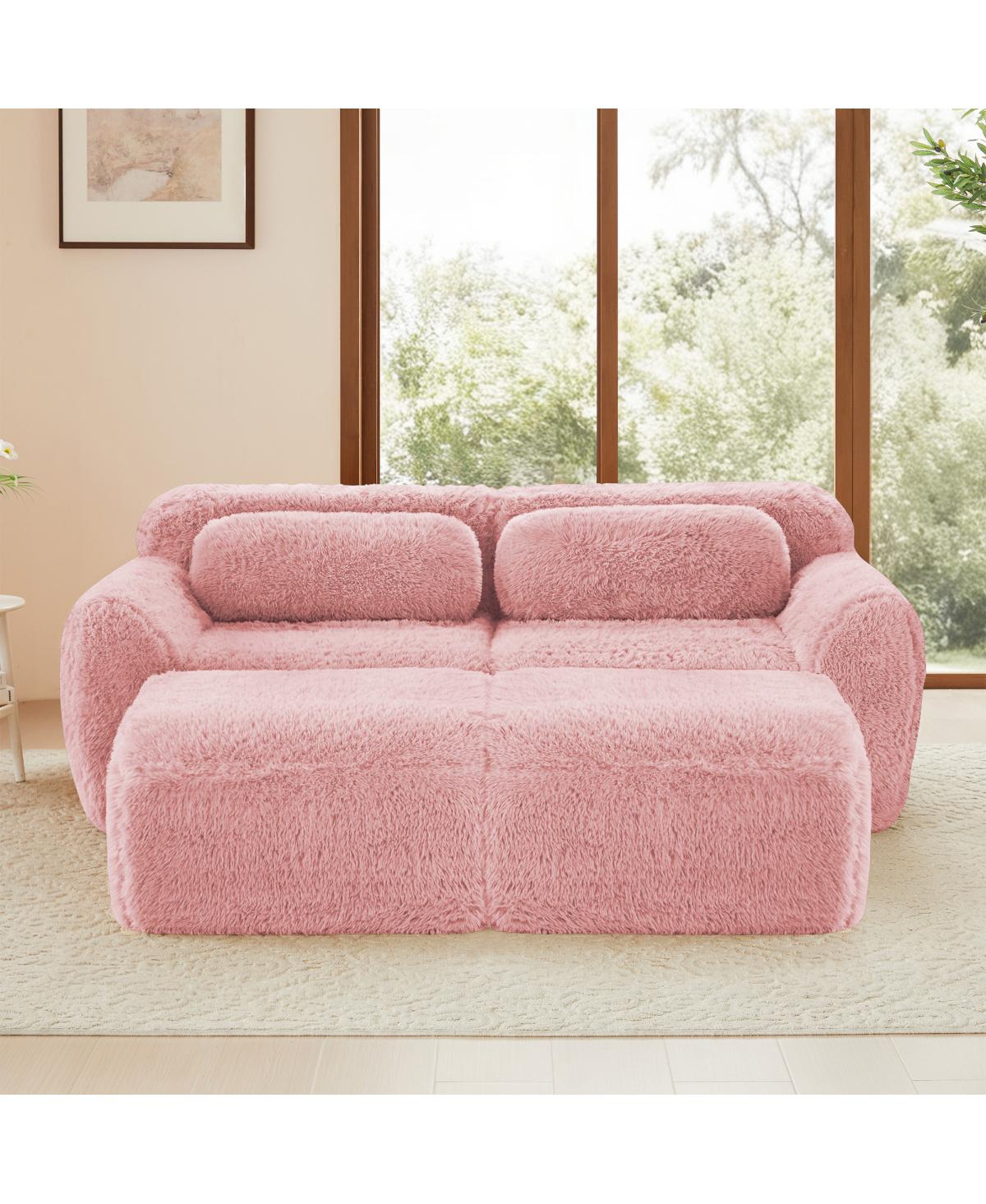 Streamdale Furniture Plush Boneless Sofa with Ottoman, No Assembly Required, Anti-Slip Bottom
