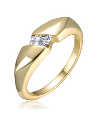 Modern Brilliant Cubic Zirconia Ring in 14K Gold Plated