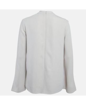 Women's Grey Crepe Flared Sleeve Blouse