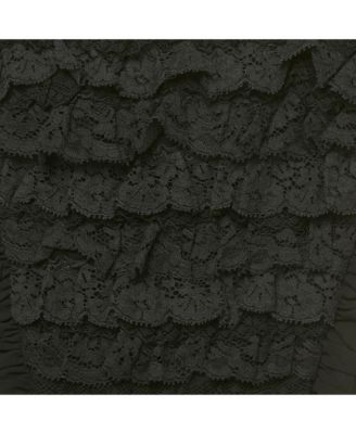 Women's Black Cotton Lace Ruffle Tube Top
