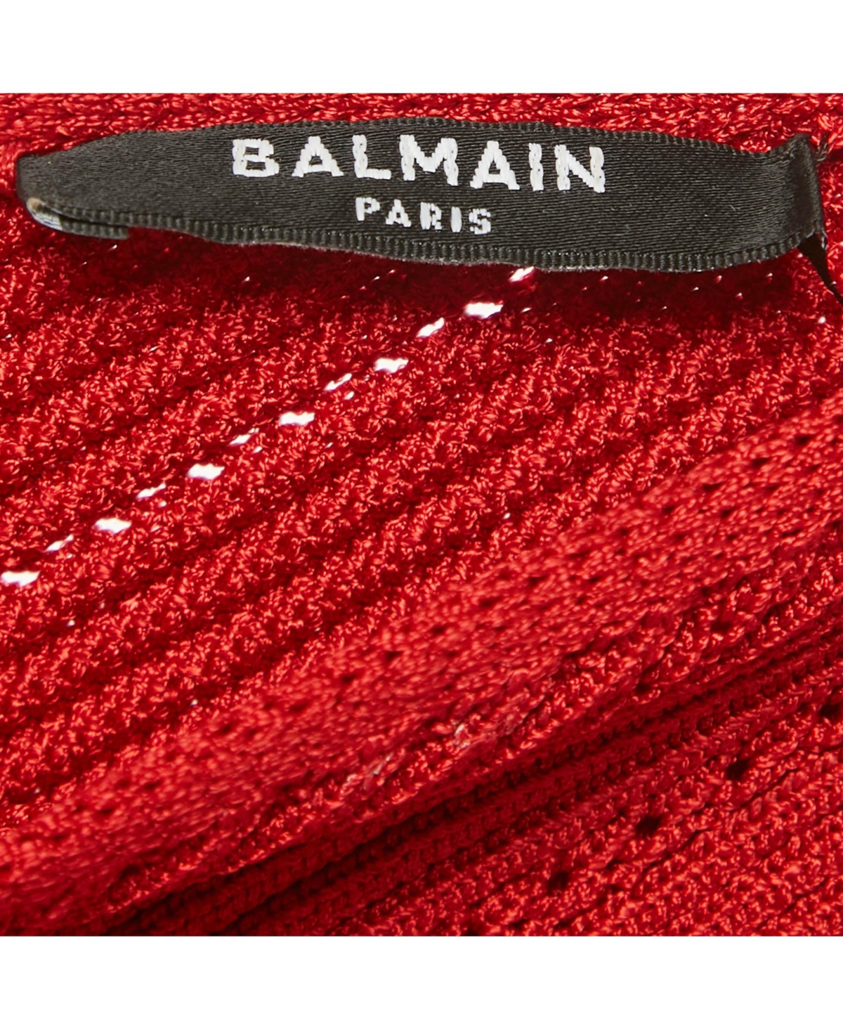 Pre-Owned Balmain Women's Red Pointelle Knit One-Shoulder Top