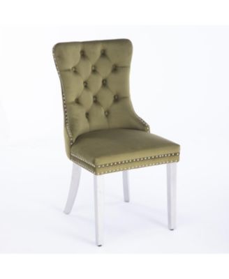 Modern Velvet Dining Chairs with Chrome Legs, Set of 2