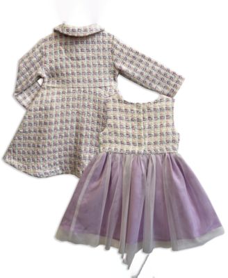 Girls' 2T-6X Long-Sleeve Coat & Dress, 2-Piece Set