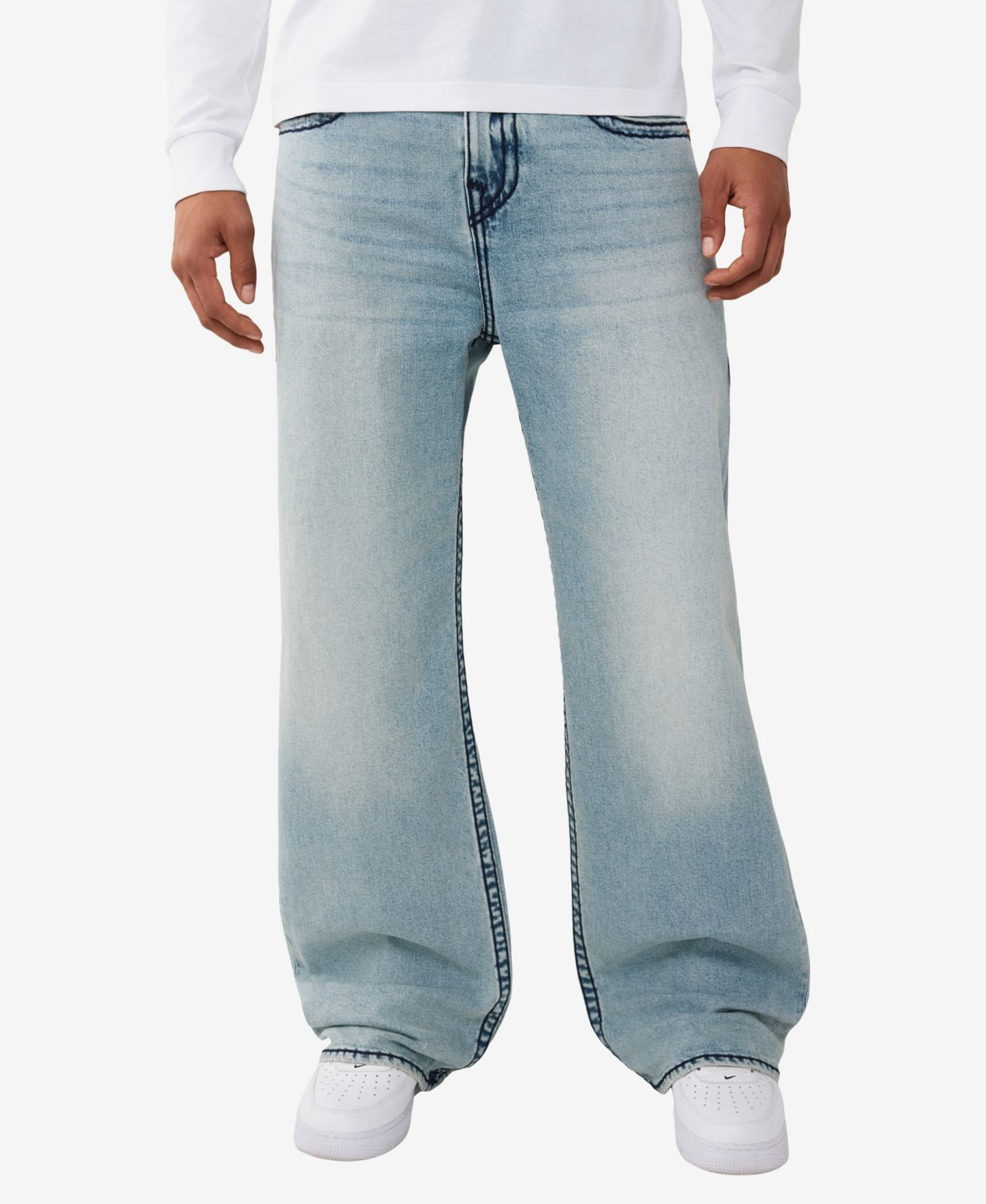 Мужские джинсы True Religion Vinny Ultra Baggy Super T Flap, цвет: Светлая варка — фото 3