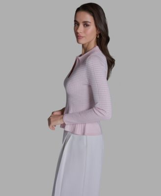 Women's Collared Striped Polo Top