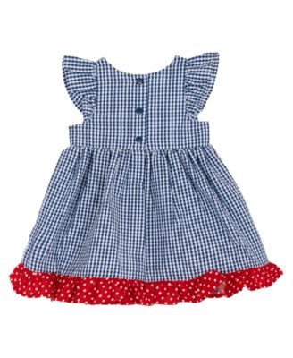 Baby Girls' Navy Flower Applique Round Neck Dress and Panty, 2-Piece Set