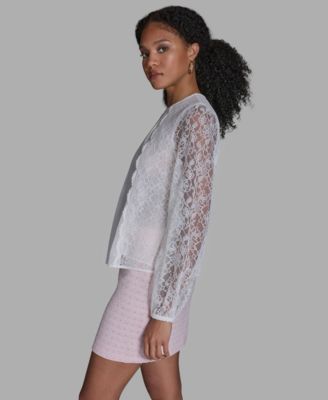 Women's Crewneck Long-Sleeve Lace Top