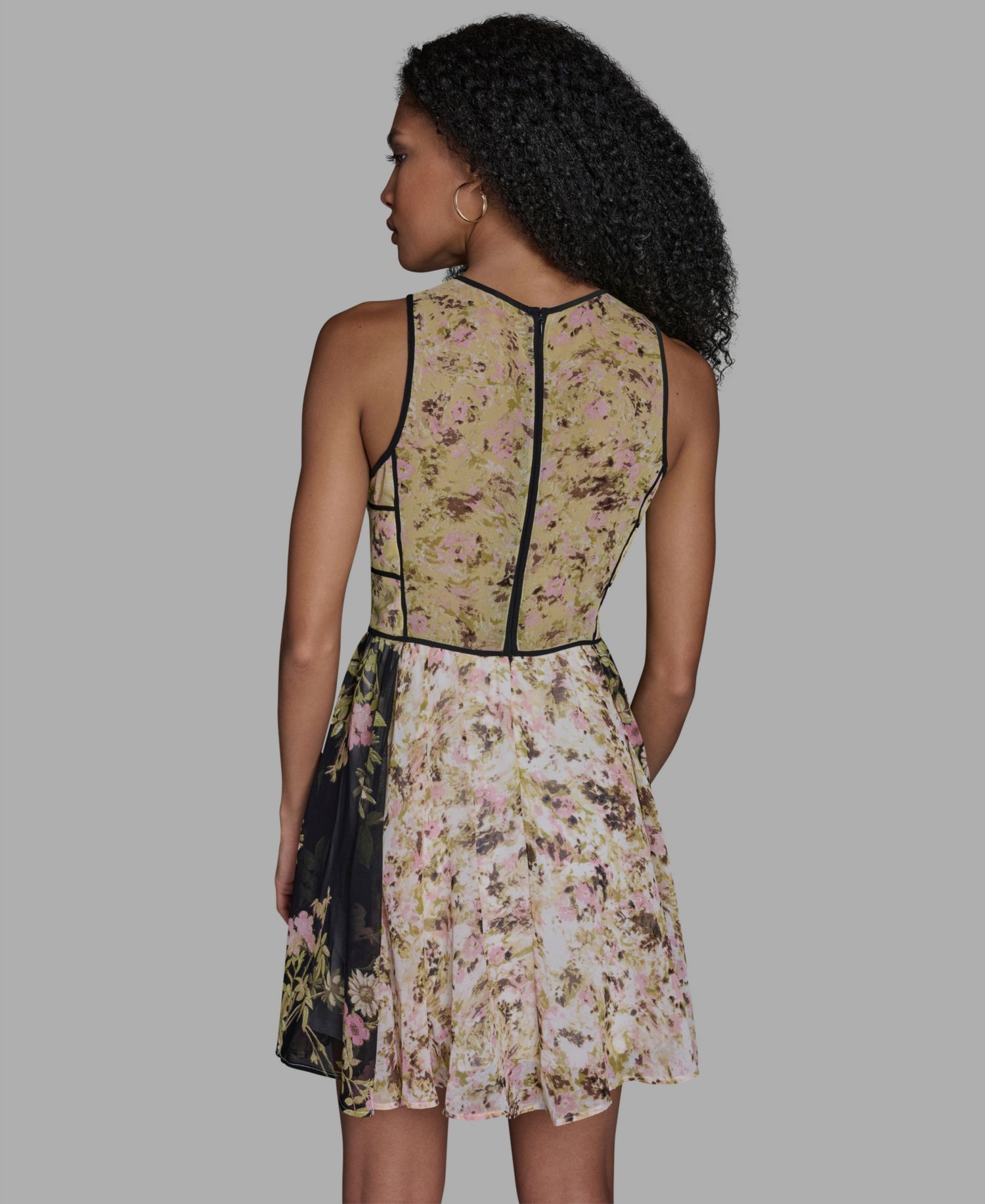 Women's Crewneck Mix Print Mini Dress