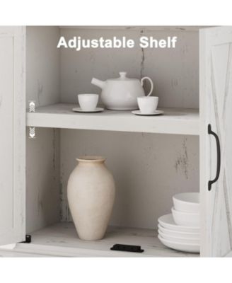 Farmhouse Bookcase with Doors, 5-Tier 70" Tall Bookshelf with Storage Cabinet for Living Room, White