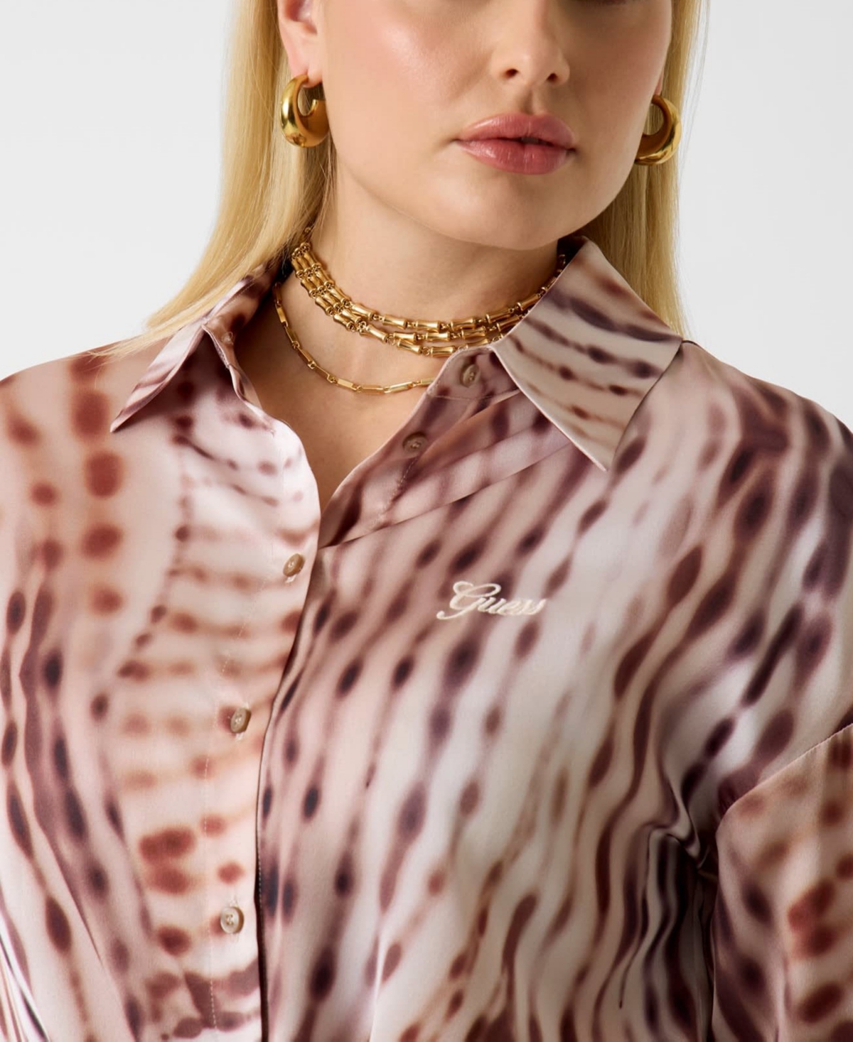 Guess Women's Tie-Front Printed Shirt