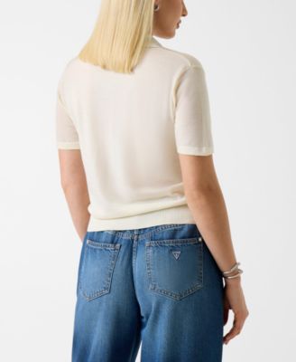 Women's Short-Sleeves Rhinestones Polo Stormi Sweater