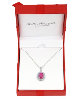 Emerald (1-1/2 ct. t.w.) & Diamond (1/10 ct. t.w.) Pendant in 14k Gold (Also Available in Ruby and Sapphire)