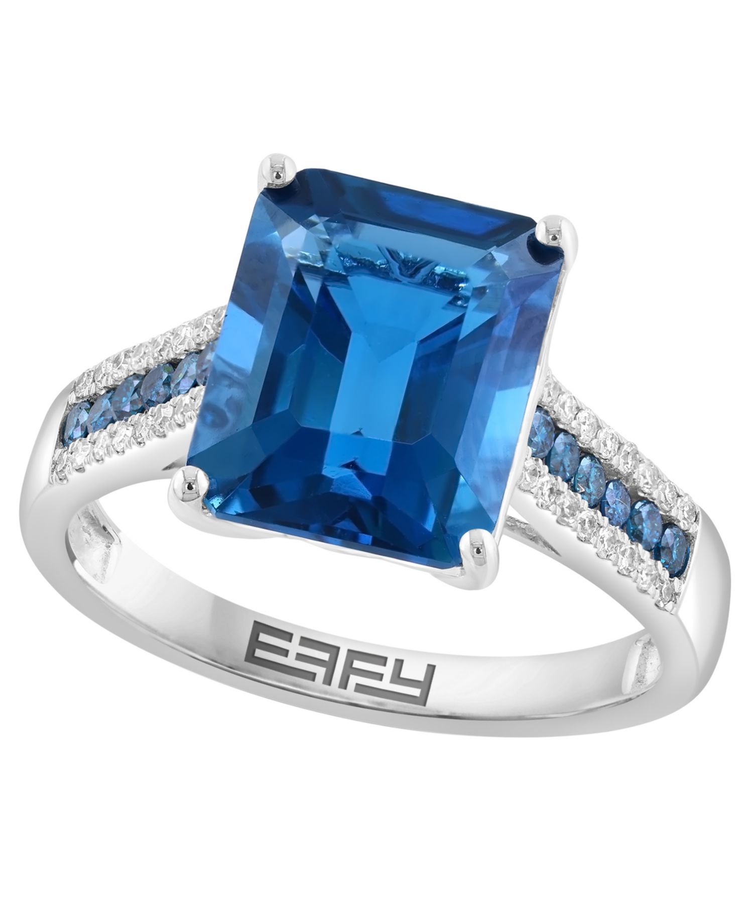 London Blue Topaz (4-1/3 ct. t.w.) & Diamond (1/4 ct. t.w.) Ring in 14k White Gold (Also Available in 14k Yellow Gold)