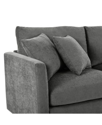 105" Chenille 3-Piece Sectional Sofa w/ Curved Chaise & 3 Pillows