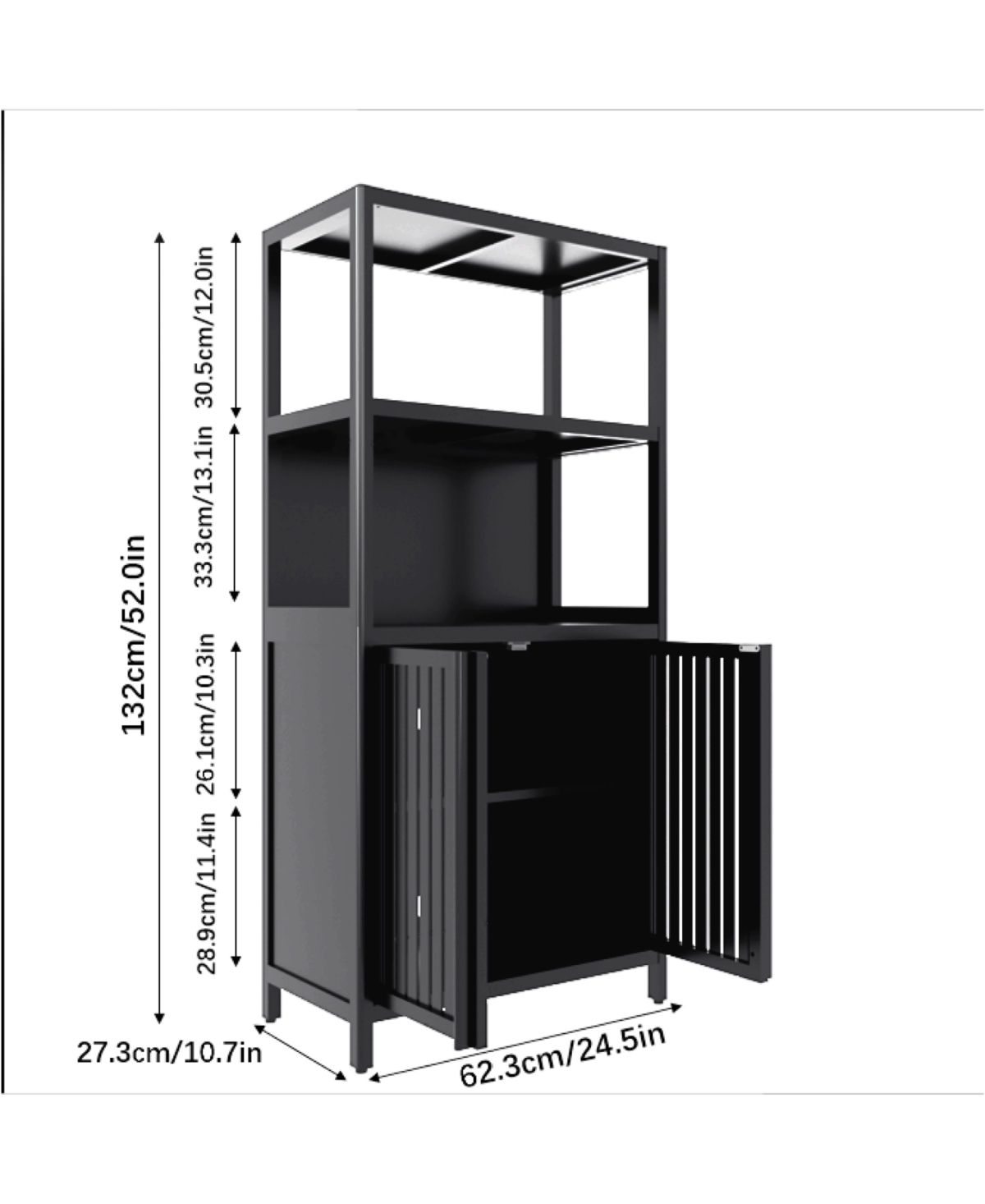 Streamdale Furniture Streamdale Black Bamboo 2-Door Floor Cabinet Organizer