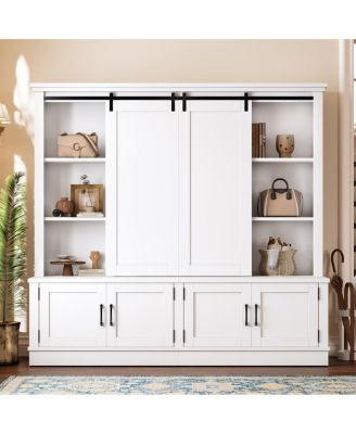 Multifunctional entryway cabinet with sliding rails and tree design