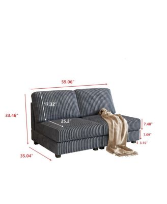 Double-seater Corduroy Sofa, Dark Gray