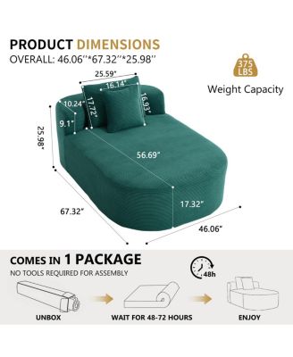 67.5" Chaise Lounge Indoor Corduroy Oversized Sleeper Sofa