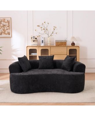 Crescent-shaped self-inflating sofa, modern low-back design, deep cushions