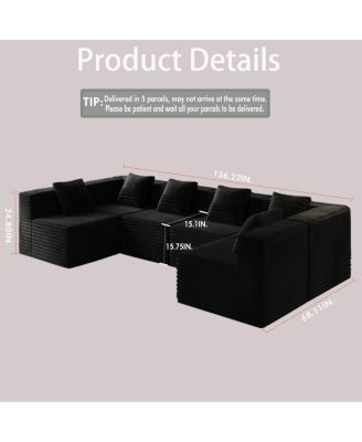 Modular Sectional Couch: Deep Seat, High-Density Foam, Upholstered, No Assembly