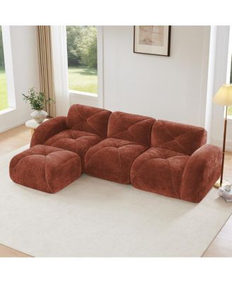 L-Shaped Velvet Sofa, Tufted, Ergonomic, High-Density Sponge, No Assembly