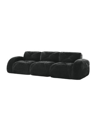 Boneless Tufted Velvet Modular Sectional Sofa Couch - Black