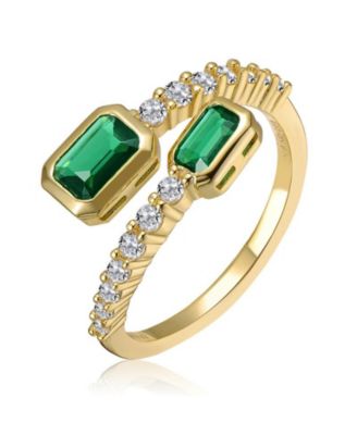 Modern Cubic Zirconia Bypass Ring in 14K Gold Plated