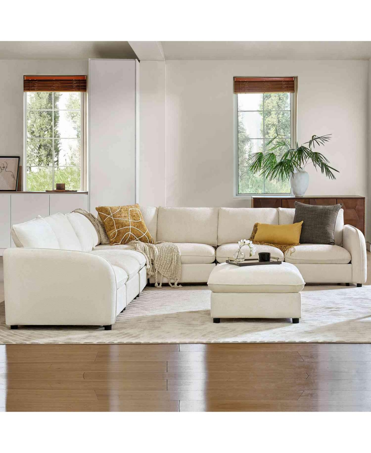 Hulala Home Terencio 132" Modern Modular Storage Sectional Sofa with Hassle-free Assembly