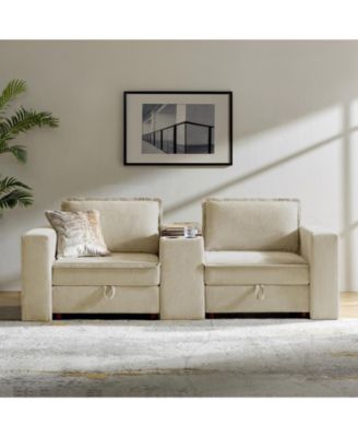 Buelow 88” Modern Storage Sofa With Charging Station And Middle Storage Compartment
