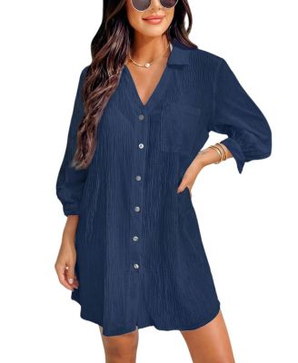 Women's That's So Deep Blue Cover-Up Mini Beach Dress