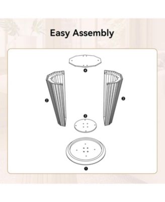  Solid Wood End Table, 19" Small Round Pedestal Side Table with Fluted Base, Farmhouse Bedside Table for Living Room, Small Space