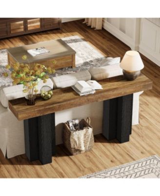 63-Inch Console Table for Entryway, Farmhouse Entryway Table with Sturdy Legs, Narrow Long Sofa Console Behind Couch