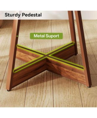 39 Inches Round Dining Table for 2-4, Farmhouse Circle Kitchen Table for Dining Room, Wooden Dinner Table with Heavy Duty Pedestal