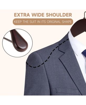 Wooden Suit Hangers with Pants Bar for Women's Clothes, 16-Inch Wide Shoulder Solid Wood Coat Hangers for Jackets, Shirts, Trousers