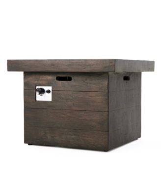 32 Inch Square MGO Fire Pit Brown Wood Pattern 40000 BTU Outdoor Propane Fire Table