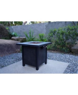 28 Inch Square Outdoor Propane Fire Pit Table 50000 BTU CSA Certified Charcoal Texture Rattan Weave Grain