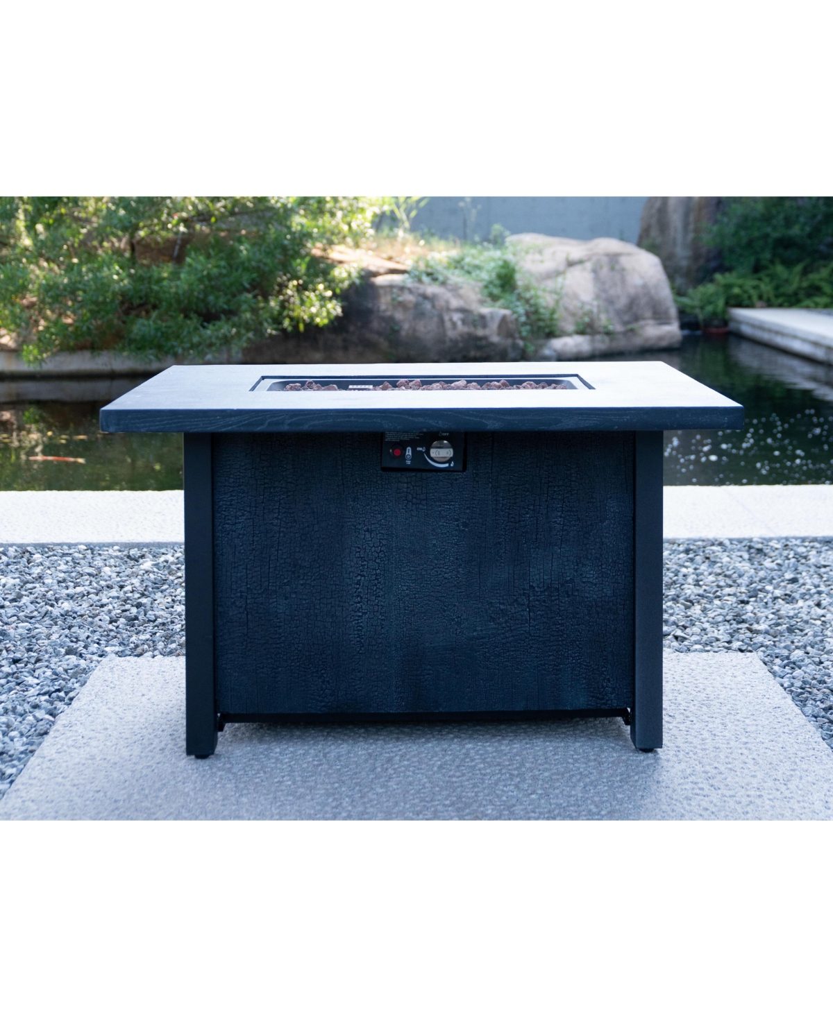 Flynama 43.7 Inch Square Outdoor Propane Fire Pit Table 50000 Btu Csa Certified Charcoal Grain 44W x25H