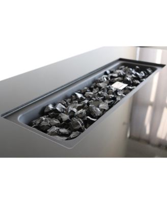 43 Inch Smoked Glass Metal Rectangle Fire Pit Table 50000 BTU Push Button Ignition Stainless Steel Burning Area