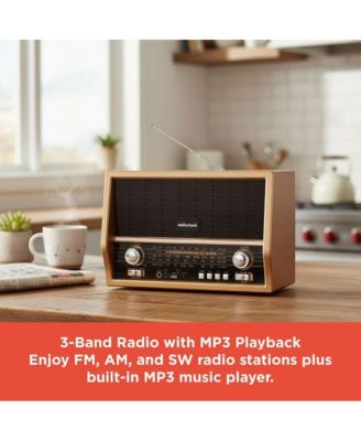 Retro AM/FM/SW Vintage and Classic Radio Antique Style, Bluetooth, USB/microSD, Rechargeable Battery – 4001800