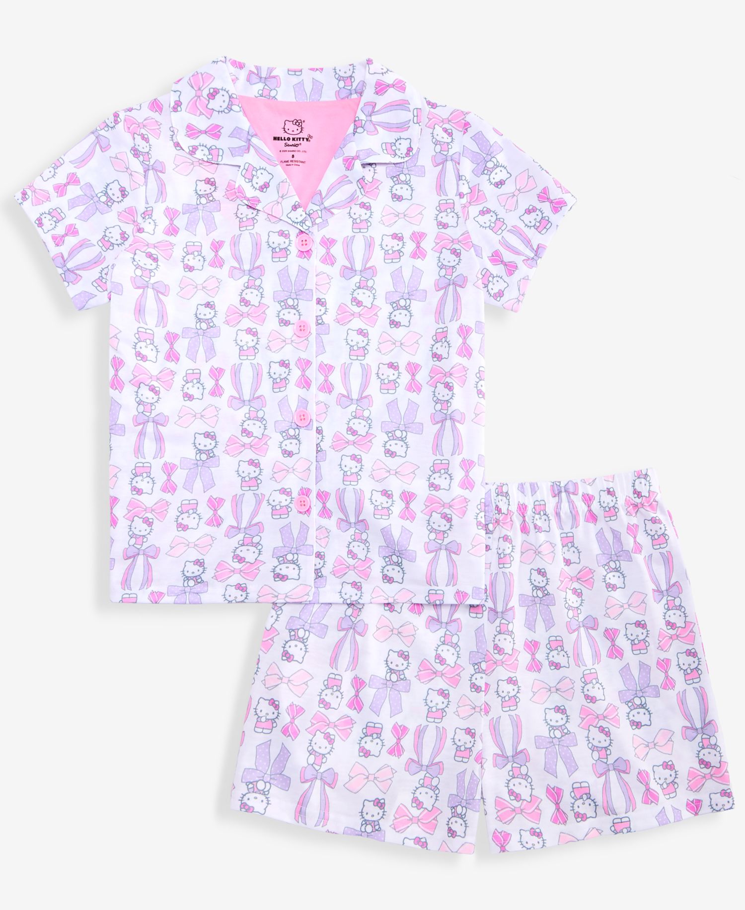 Girls' 4-10 Button-Down Short Pajamas, 2-Piece Set