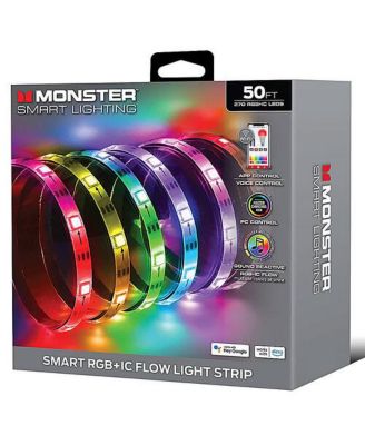 Monster 50 Ft IR Remote Controlled RGB+IC LED Light Strip with Dynamic Color Flow and Sound Reactive Effects