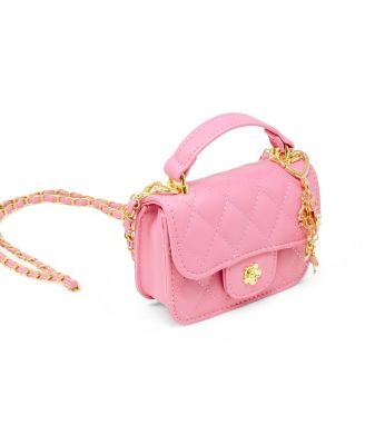 Girls Tiny Quilted Ballet Charm Handbag, Pink