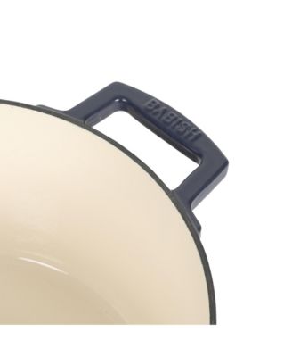 6 Qt Round Matte Enamel  Cast Iron Dutch Oven Pot With Lid - Blue