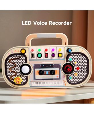 Interactive Light & Sound Busy Board for Toddlers, Montessori Toy with 5 Musical Switches & Games