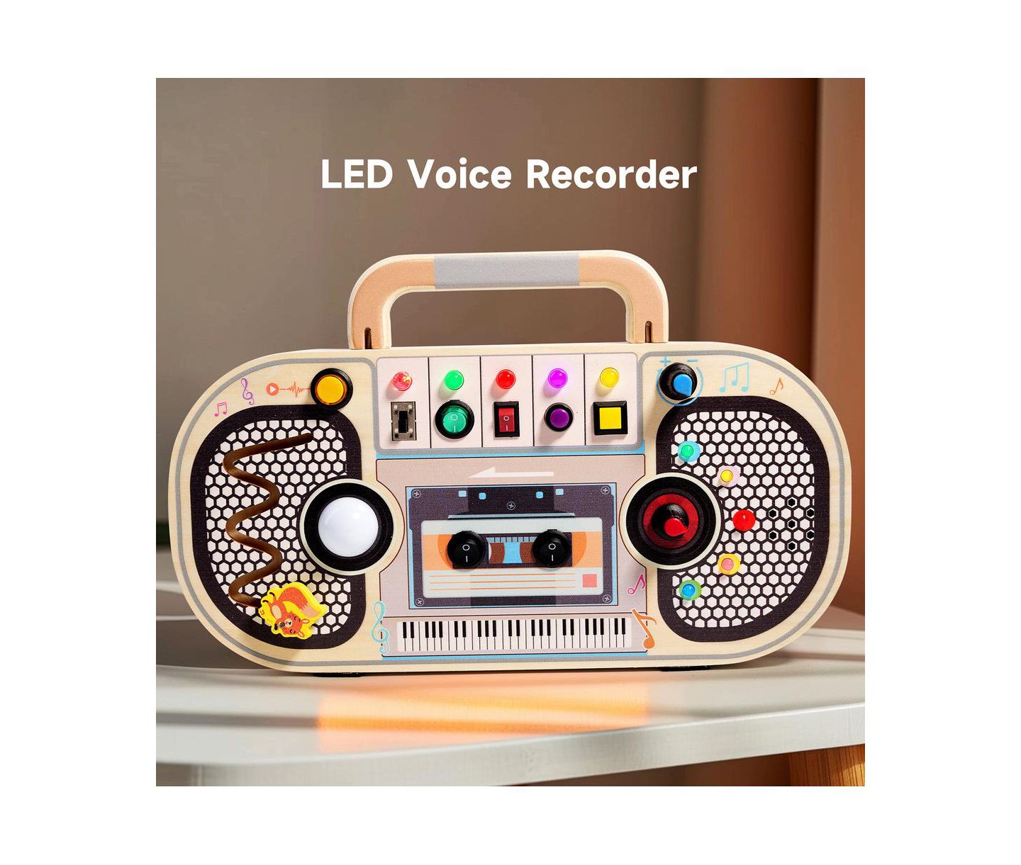 Детская игрушка Bruce & Shark Interactive Light & Sound Montessori Busy Board, Ages 1+, цвет: Коричневый — фото 5