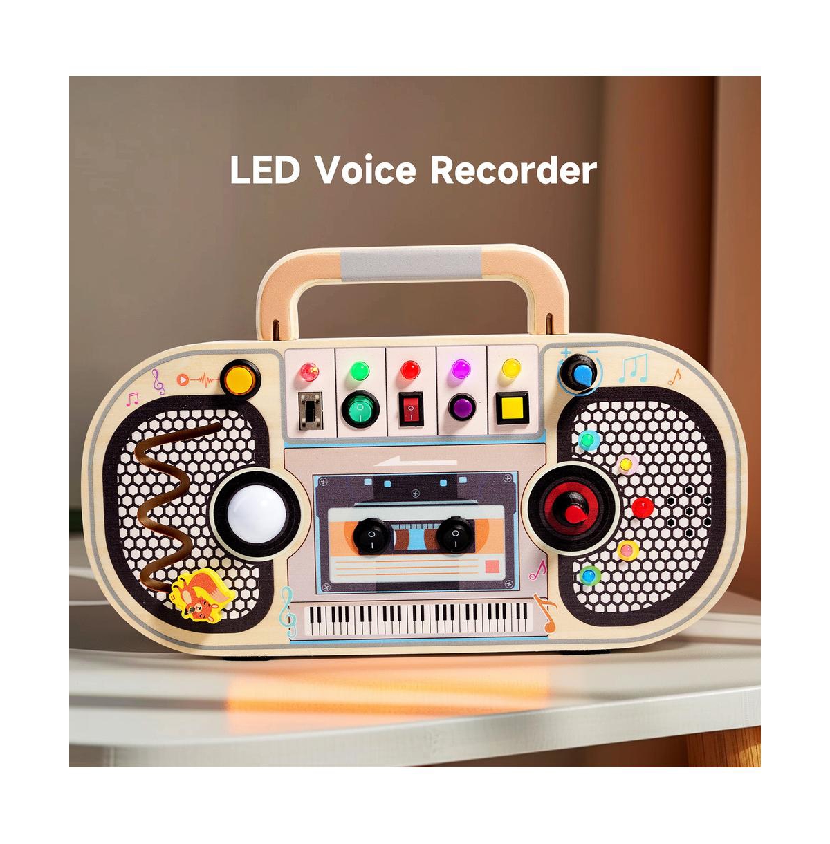 Bruce & Shark Interactive Light & Sound Busy Board for Toddlers, Montessori Toy with 5 Musical Switches & Games