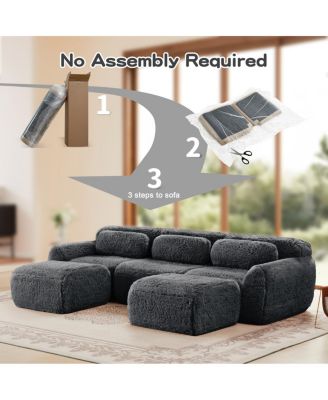 U-shaped Boneless Sofa, 32D High Density Sponge, Anti-Slip, Dark Gray