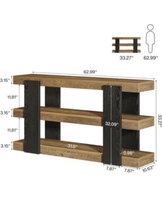 63-Inch Long Console Table, 3-Tier Entryway Table with Storage, Farmhouse Wood Behind Couch Tables
