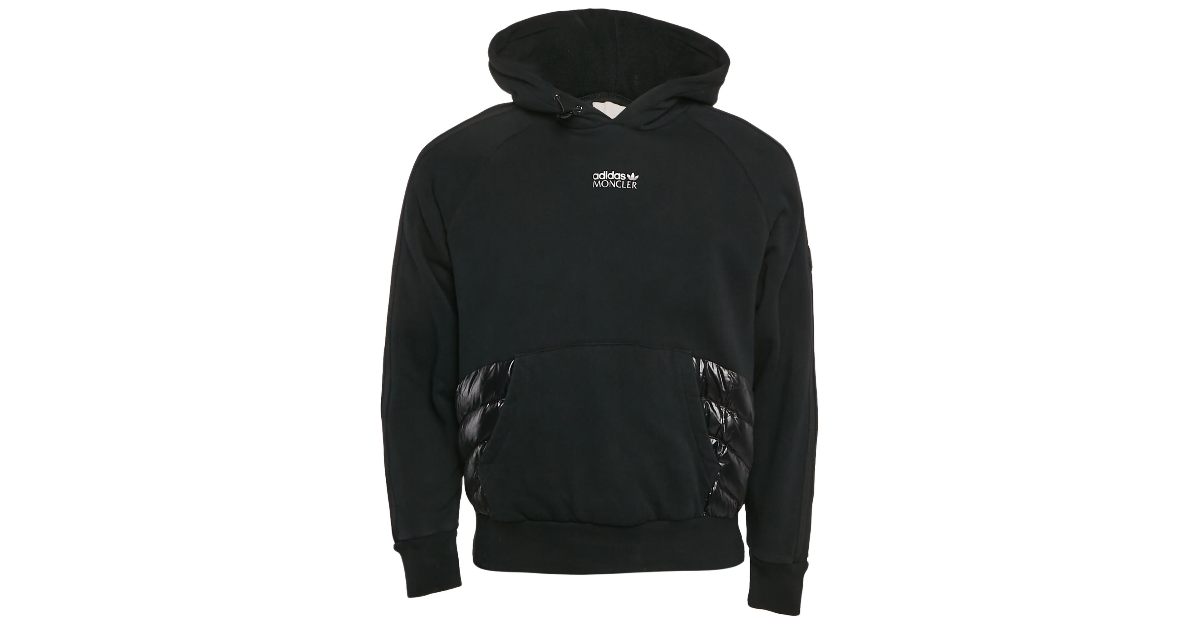 Pre-Owned Moncler Men's X Adidas Black Cotton Knit Puffer Trim Hoodie