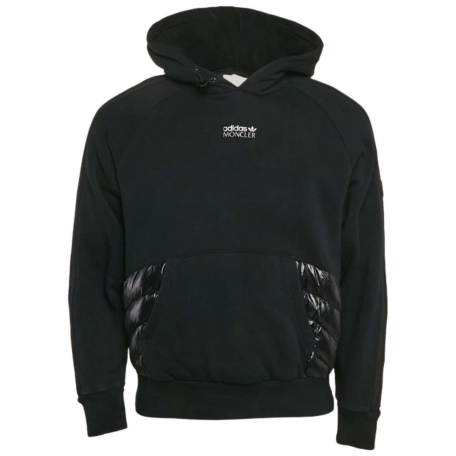 Men's X Adidas Black Cotton Knit Puffer Trim Hoodie
